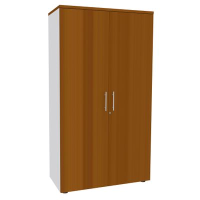 0404000124597-Armoire haute EXPRIM/LOFTER - H180 x L80 x P47 - 2 portes - Corps Blanc perle - Dessus et portes imitat--0