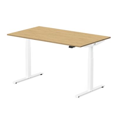 3760350281081-Bureau électrique UGO - L140x80cm - pieds blancs - plateau imitation chêne Stone--1