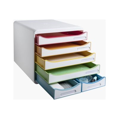 9002493312913-Exacompta Black Office - Module de classement 6 tiroirs - blanc/arlequin-Angle gauche-3