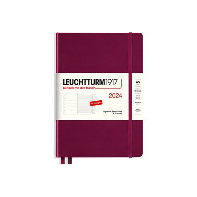 4004117629280-Leuchtturm1917 - Agenda 1 semaine sur 2 pages et carnet - A5 -  bordeaux-Avant-0