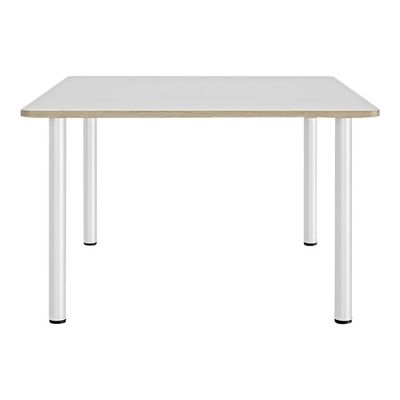 3483600857057-Table de réunion carrée ARTEFACT - 120 cm - Pieds tube - Orme-Avant-0