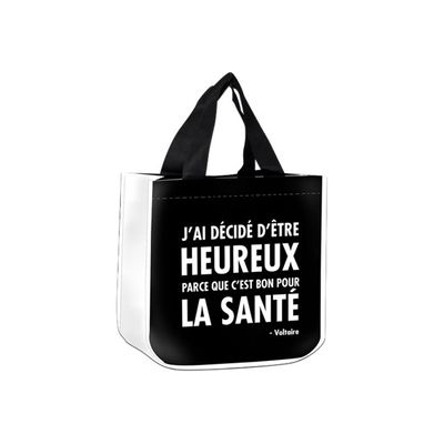 3700572709628-Kiub Messages - Sac cabas noir - J'ai décide d'être heureux-Angle gauche-0