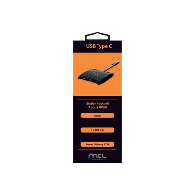 3700224766672-MCL Samar - station d'accueil USB Type C 3 ports - USB-A - HDMI - charge PD-Avant-1