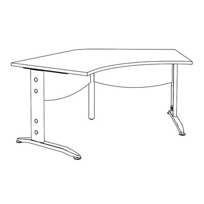 3253310150942-Bureau symétrique 120° IDRA - L185 cm - Pieds blanc - plateau imitation Chêne clair--4