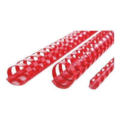 033816097315-GBC - 100 peignes / anneaux de reliure en plastique - 6 mm - 25 feuilles - rouge-Gros plan-1