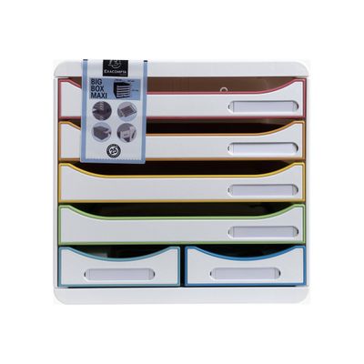 9002493312913-Exacompta Black Office - Module de classement 6 tiroirs - blanc/arlequin-Avant-0