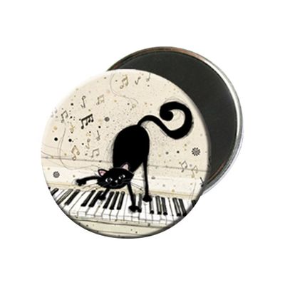 3700572713236-Kiub Bug Art - Magnet rond en verre - Chat sur clavier-Avant-0
