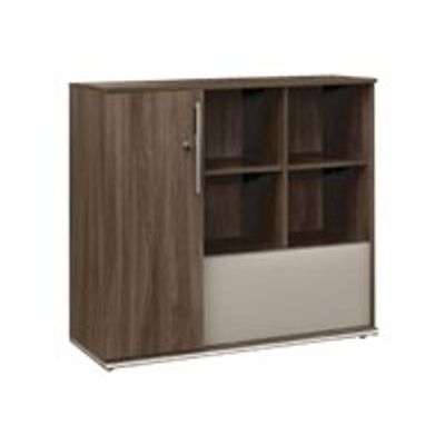 3483600379108-Rangement compact VERMONT - L120 x H109 x P45 - Noyer fumé-Angle gauche-0