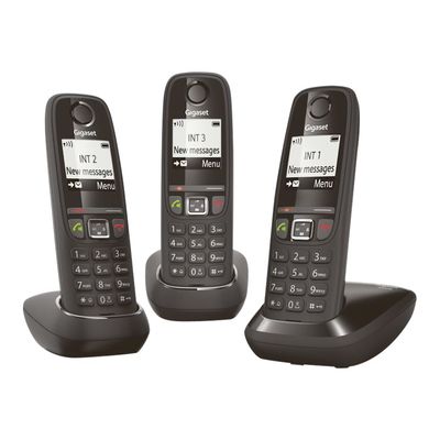 4250366852881-Gigaset AS470 Trio - téléphone sans fil + 2 combinés supplémentaires - noir-Multi-angle-1