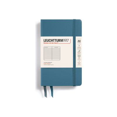 4004117610738-Leuchtturm1917 - Carnet de notes rigide A6 - ligné - bleu acier-Avant-0
