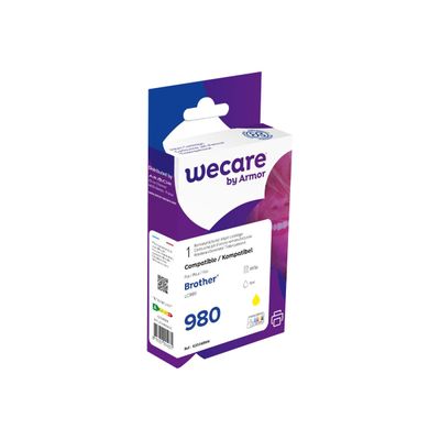8715057014031-Cartouche compatible Brother LC980 - jaune - Wecare-Angle gauche-0