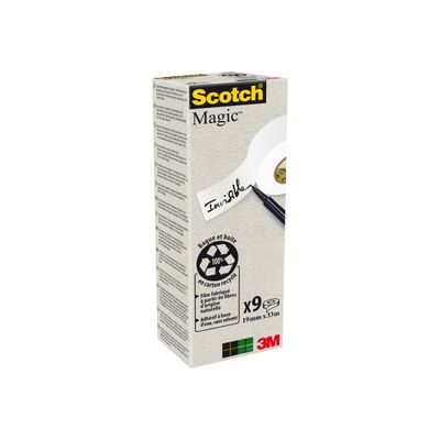 4046719270729-Scotch Magic Green - 9 Rubans adhésifs - 19mm x 33 m - invisible-Angle gauche-1