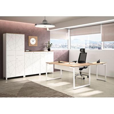 3483600495600-Bureau SUNDAY - 140 cm - Pieds cadre - Blanc--1