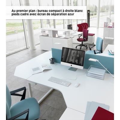 3483600495754-Bureau compact à droite SUNDAY - 160 cm - Pieds trapèze - Blanc--2