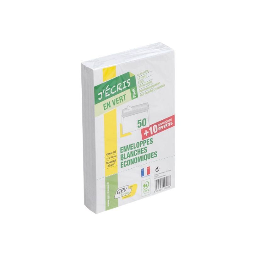 0400000005201-GPV Green - 50 Enveloppes recyclées + 10 gratuites C6 114 x 162 mm - 75 gr - sans fenêtre - ba-P_520_1-0