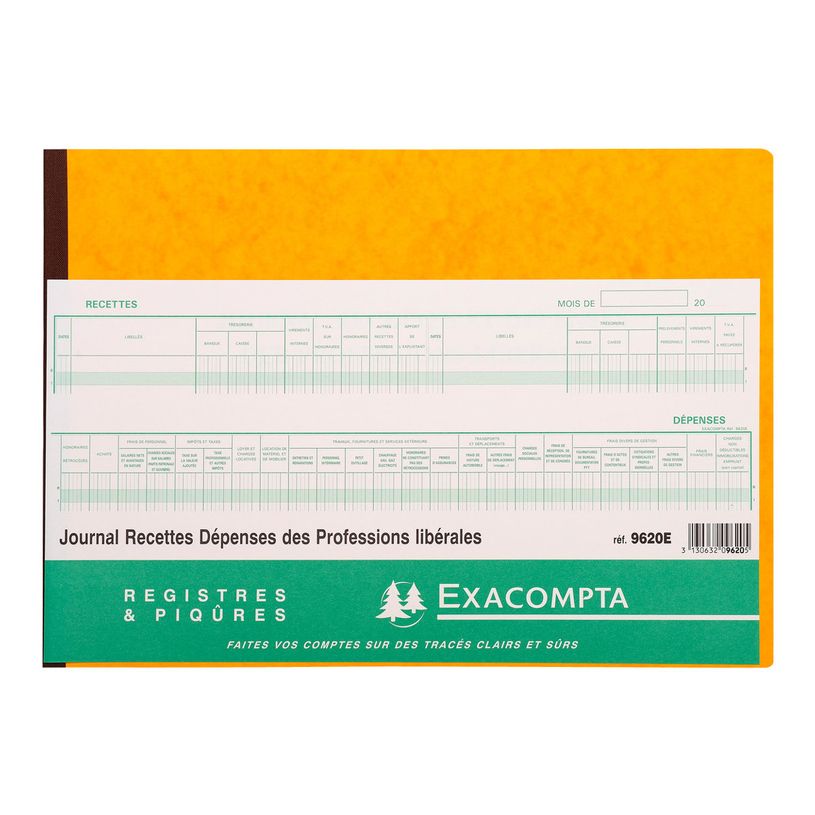 3130632096205-Exacompta - Registre des recettes/dépenses pour professions libérales - 27 x 38 cm - 80 pages-P_713_1-0