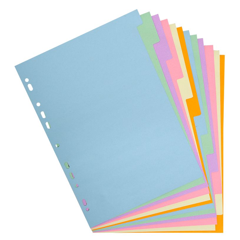 3130630016120-Exacompta Forever - Intercalaires 12 positions - A4 - carte recyclée couleurs pastel-P_1612_1-0
