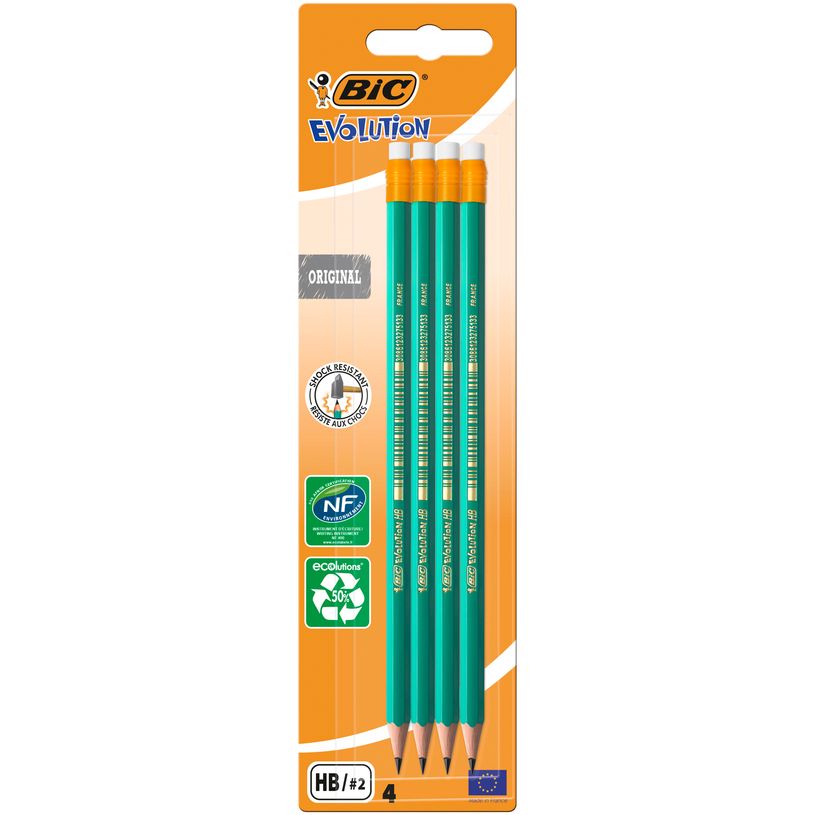 3270220049012-BIC ECOlutions EVOLUTION 655 - Pack de 4 Crayons à papier - HB - embout gomme-P_2244_2-0