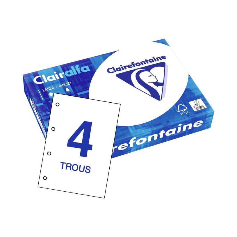 0400000029894-Clairefontaine CLAIRALFA - Papier blanc perforé 4 trous - A4 (210 x 297 mm) - 80 g/m² - Ramet-P_2989_1-0