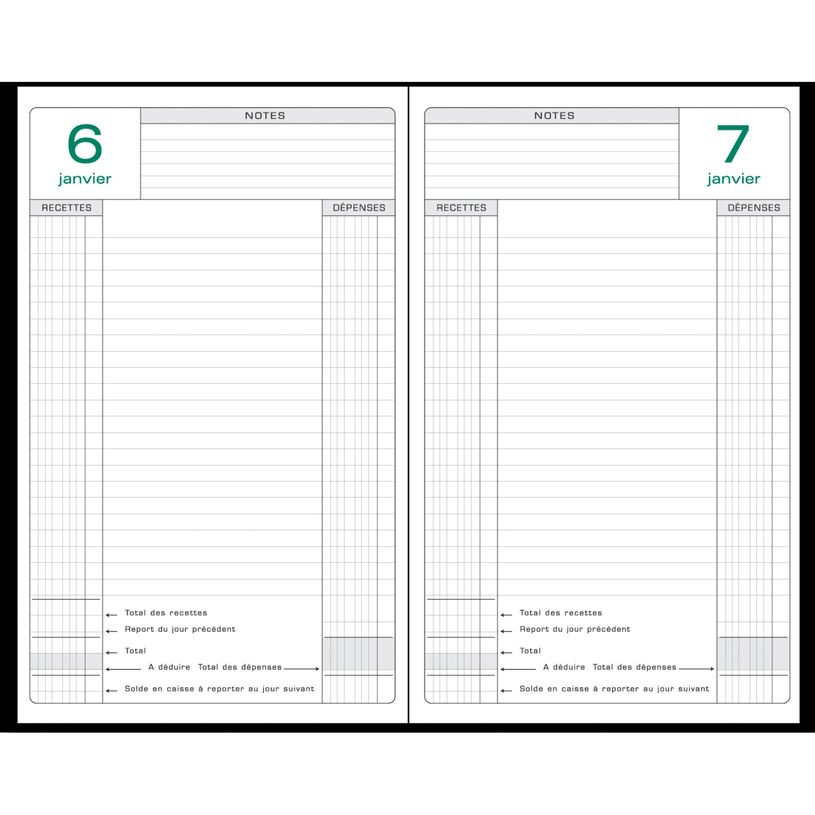 3130630389712-Agenda Perpétuel de Caisse - 1 jour par page - 14,8 x 21 cm - noir - Exacompta-P_38971_3-1