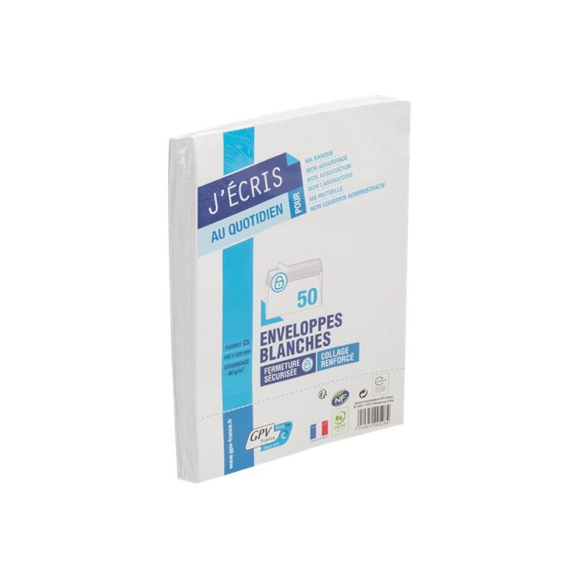 3250650066261-GPV - 50 Enveloppes C5 162 x 229 mm - 80 gr - sans fenêtre - blanc - bande adhésive-P_40528_1-0