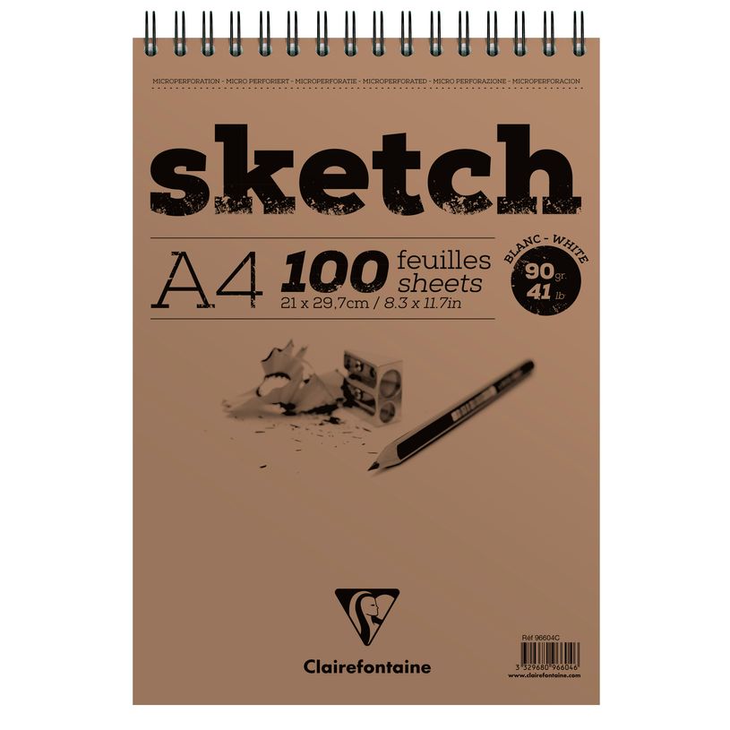 3329680966046-Clairefontaine Fine Arts - Bloc dessin croquis - 100 feuilles - A4 - 90 gr - blanc-P_96604_2-0
