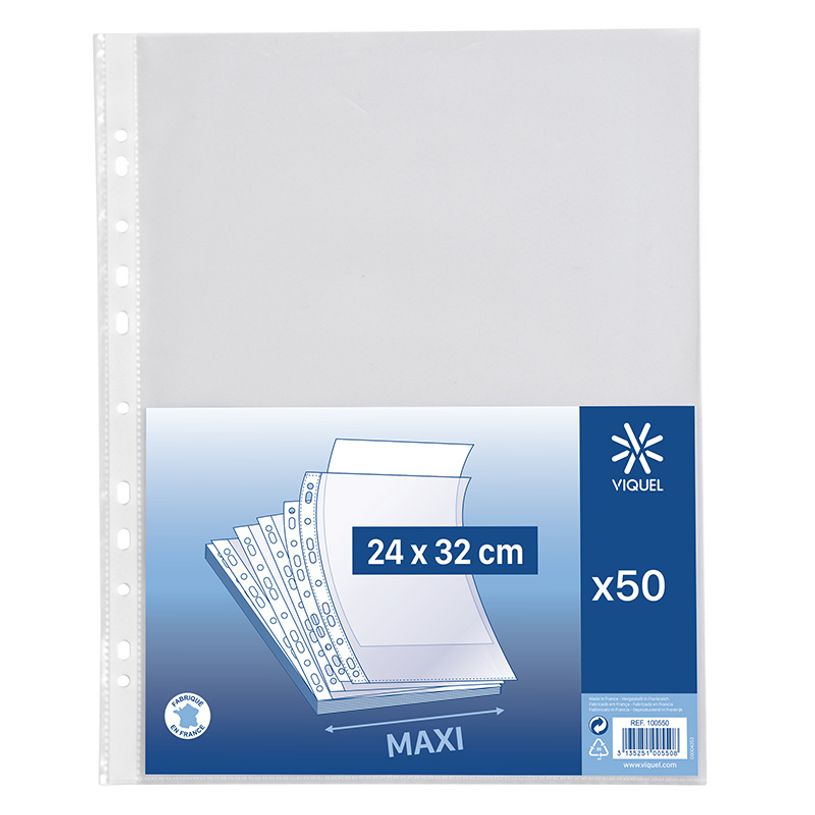 3135251005508-Viquel - 50 Pochettes perforées - 24 x 32 cm - 50 microns-P_100550_1-0