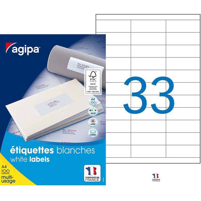 3270241190076-Apli Agipa - 3300 Étiquettes adhésives blanches multi-usages - 70 x 25 mm - coins droits - -P_119007_1-0
