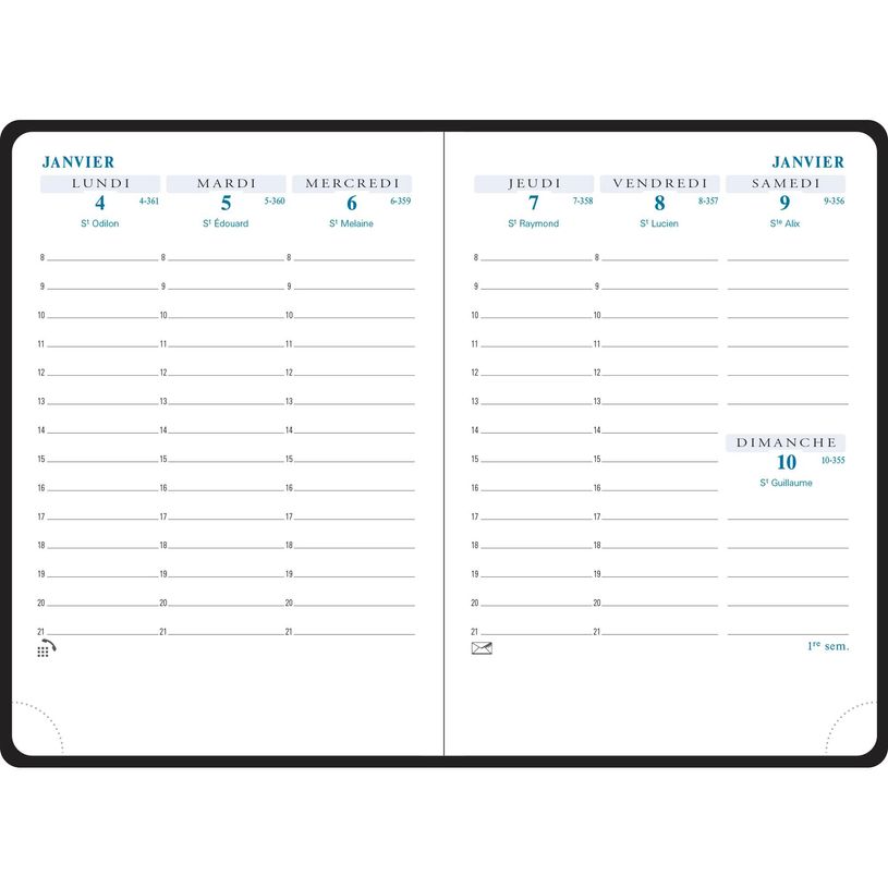 3660942001885-Agenda de poche Barbara Horizons 15 - 1 semaine sur 2 pages - 10,5 x 15,5 cm - disponible dans différentes cou--3