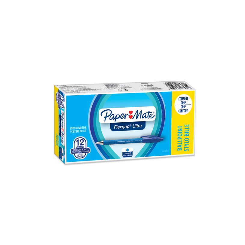 8008285265314-Paper Mate FlexGrip - 12 Stylos à bille - bleu - rétractable-P_2653105_1-0
