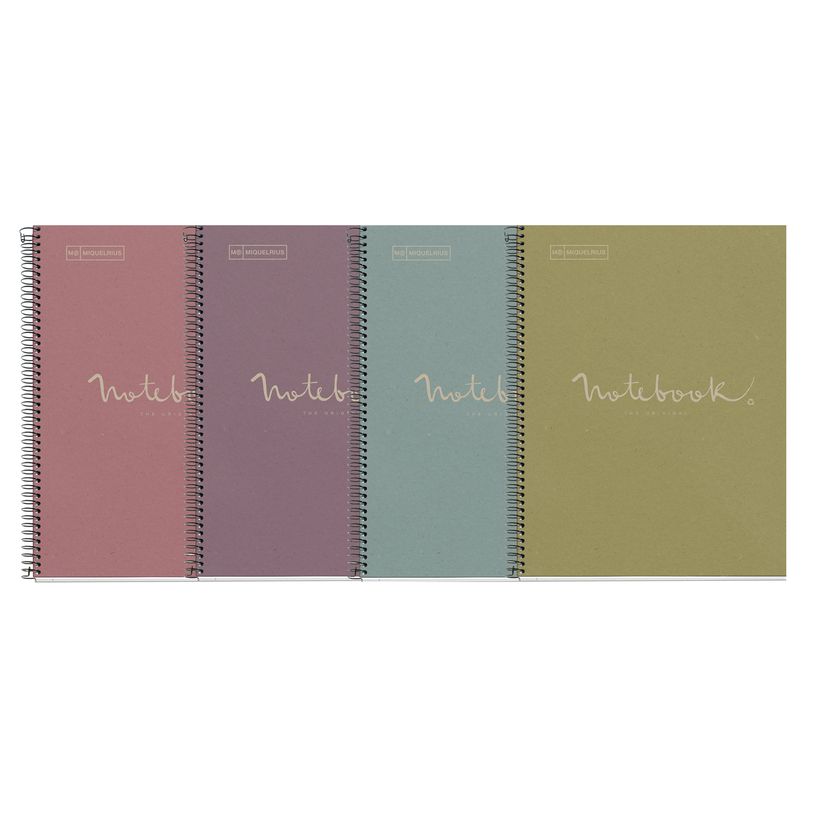 8422593060902-Notebook ECO EMOTIONS, carton recyclé, A4, quadrillage 5x5 mm, 80 feuilles de 1 couleur, Miquelrius, L--7