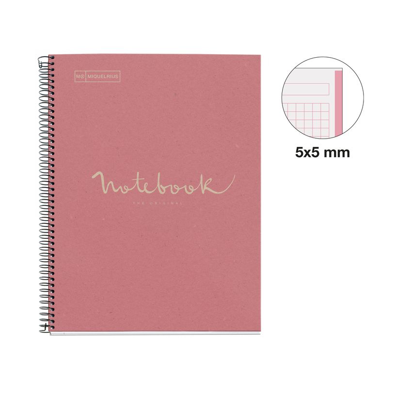 8422593060933-Notebook carton recyclé, A4 quadrillage 5x5 mm, 80 feuilles de 1 couleur, gamme ECO EMOTIONS, Miquelri--1