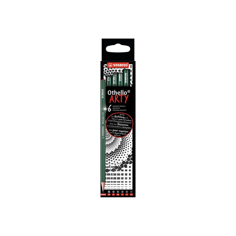 4006381567046-STABILO Othello Arty - 6 Crayons à papier - mines assorties : 2B, 2H, B, F, H, HB-P_300040361_1-0