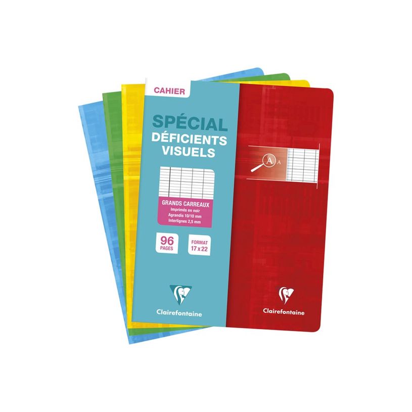 3329680637960-Clairefontaine Metric - Cahier pour déficients visuels - 17 x 22 cm - 96 pages - Grands carreaux noirs agrandis - Dis-P_300049385_1-0