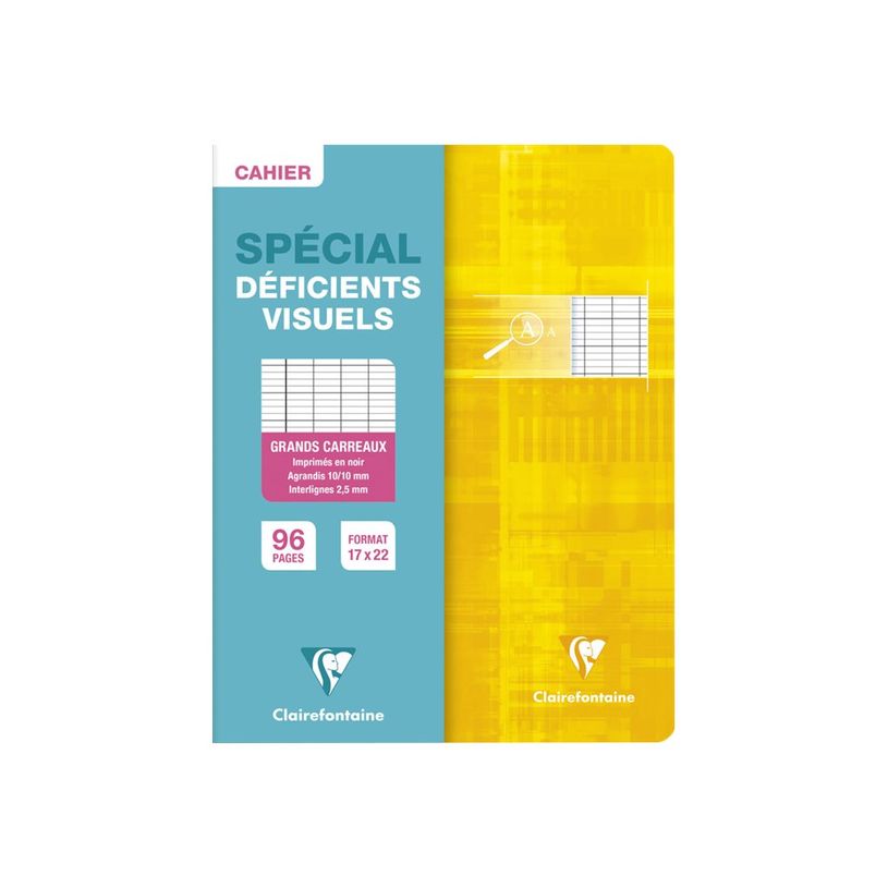 3329680637960-Clairefontaine Metric - Cahier pour déficients visuels - 17 x 22 cm - 96 pages - Grands carreaux noirs agrandis - Dis-P_300049385_2-1