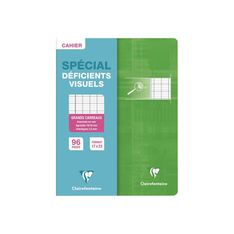 3329680637960-Clairefontaine Metric - Cahier pour déficients visuels - 17 x 22 cm - 96 pages - Grands carreaux noirs agrandis - Dis-P_300049385_3-2
