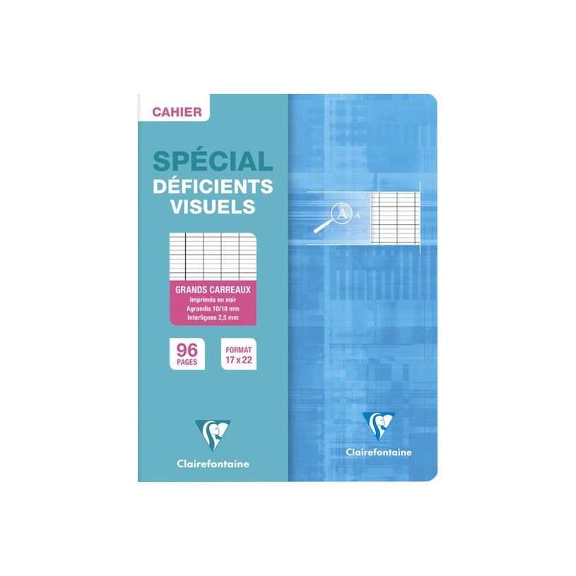 3329680637960-Clairefontaine Metric - Cahier pour déficients visuels - 17 x 22 cm - 96 pages - Grands carreaux noirs agrandis - Dis-P_300049385_5-4