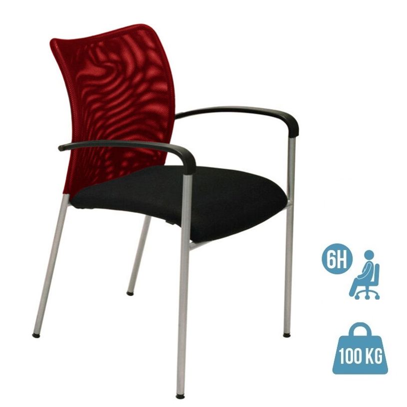 3700339883622-Chaise JULIA - avec accoudoirs - assise noire et dossier rouge-P_400000339_1-0