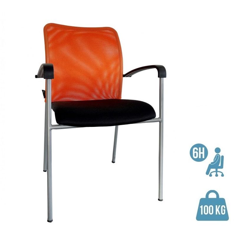 3700339883639-Chaise JULIA - avec accoudoirs - assise noire et dossier orange-P_400000340_1-0