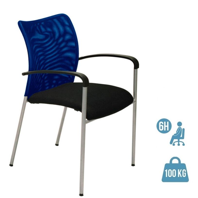 3700339883653-Chaise JULIA - avec accoudoirs - assise noire et dossier bleu-P_400000341_1-0