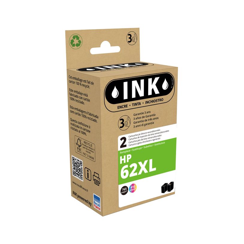 8720282008823-Cartouche compatible HP 62XL - pack de 2 - noir, cyan, magenta, jaune - ink-P_400003165_1-0