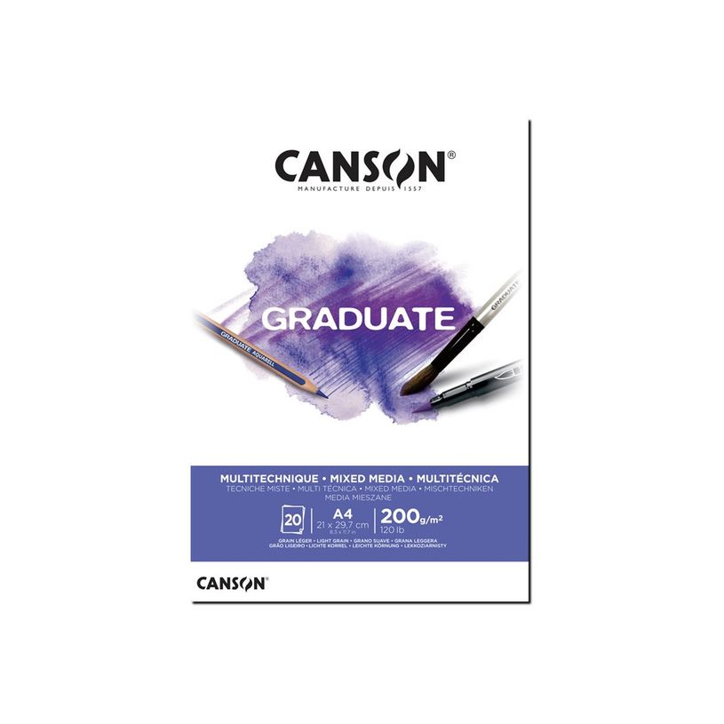 3148950021199-Canson Graduate Mixed Media - Bloc dessin - 20 feuilles - A4 - 200 gr-P_400005346_1-0