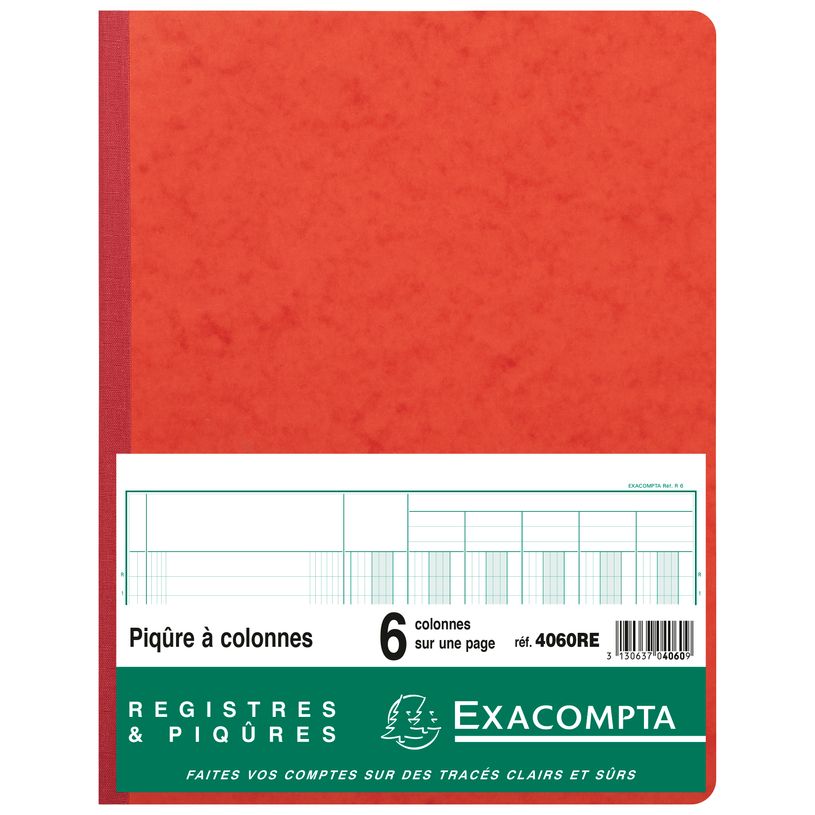 3130637040609-Exacompta - Piqûre comptable - 6 colonnes par page - 32 x 25 cm - 80 pages - rouge-P_400005465_2-0