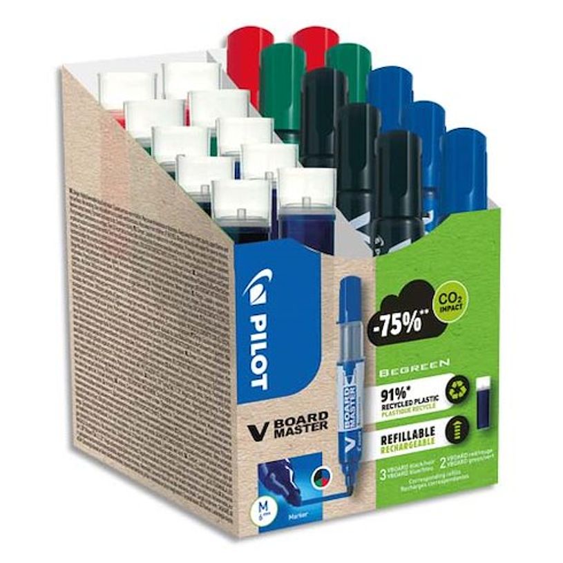 3131910575672-Pilot V BOARD MASTER - Pack de 10 marqueurs effaçables couleurs assorties + 10 recharges-P_400005730_1-0