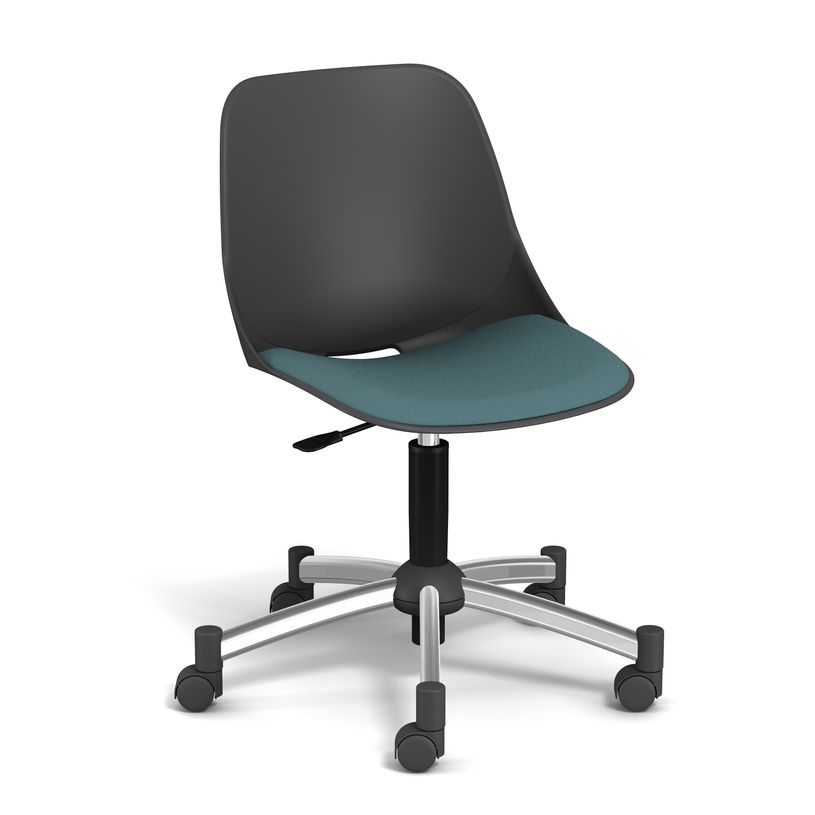 3660916001033-Chaise PALM - coque noire - assise vert - base chromé-P_400005755_1-0