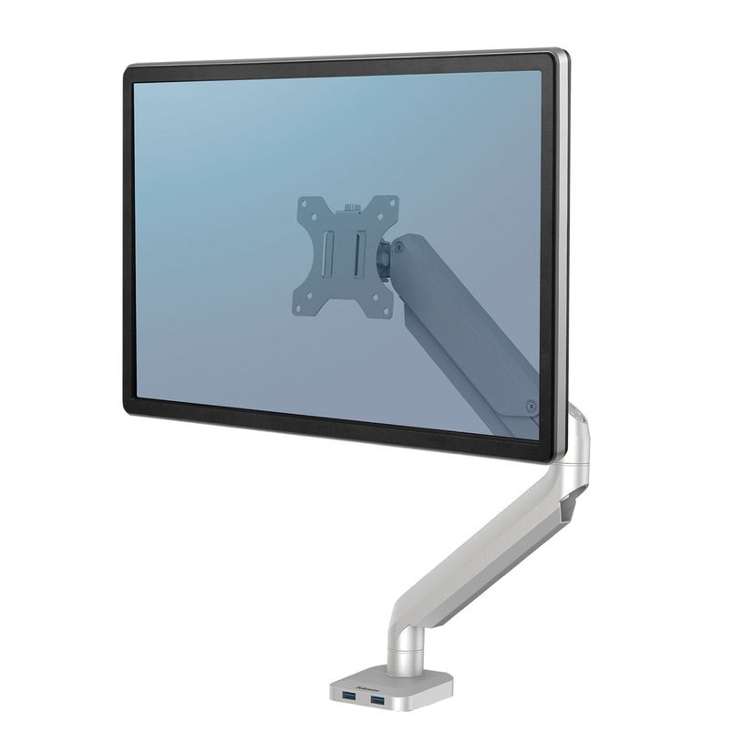 043859764211-Fellowes Platinum series - Bras porte écran simple réglable -  fixation sur bureau - gris-P_400006925_1-0