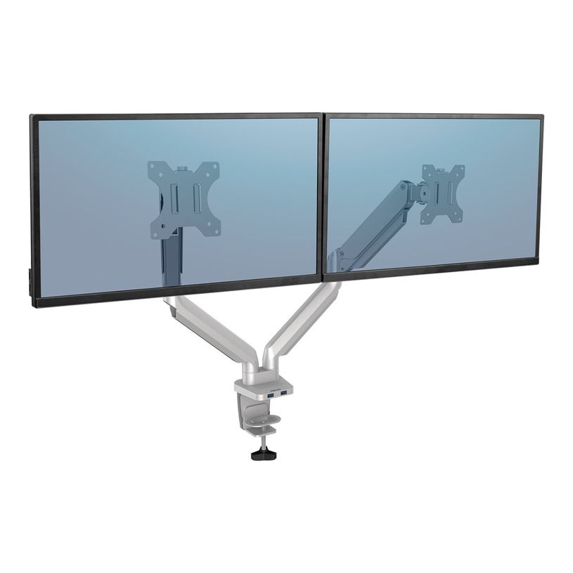 043859764228-Fellowes Platinum series - Bras porte écran double réglable -  fixation sur bureau - gris-P_400006926_1-0