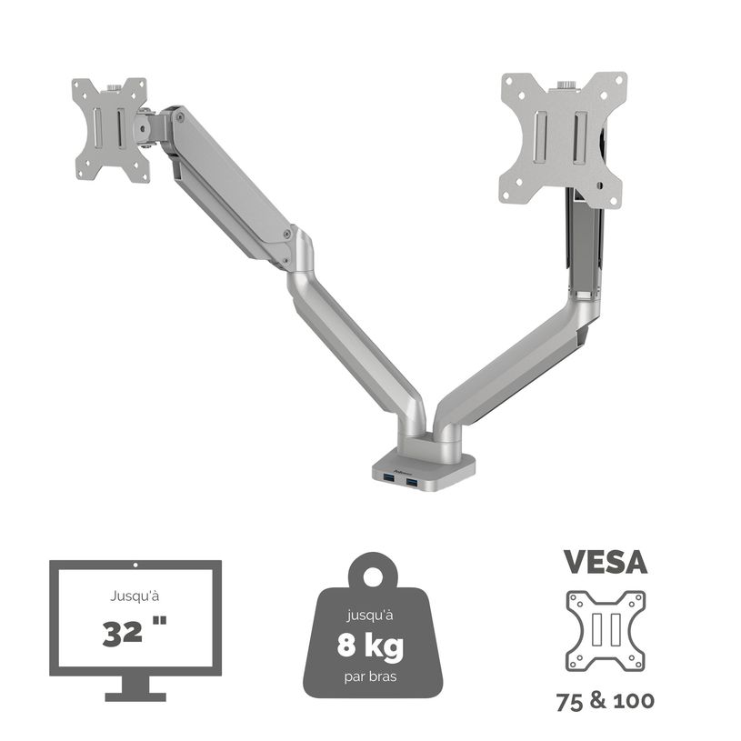 043859764228-Fellowes Platinum series - Bras porte écran double réglable -  fixation sur bureau - gris-P_400006926_5-4