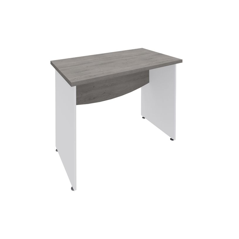 3253310174801-Bureau droit DUAL - L80 - Pieds blanc - plateau imitation Chêne gris-P_400008962_1-0