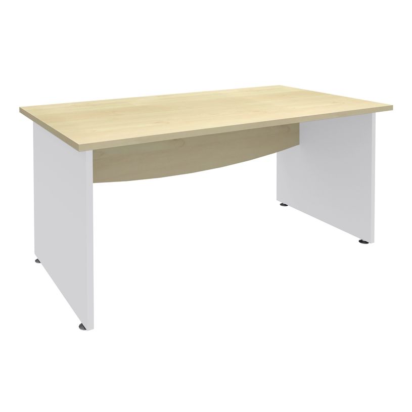 3253310174924-Bureau droit DUAL - L120 - Pieds blanc - plateau imitation Erable-P_400008983_1-0